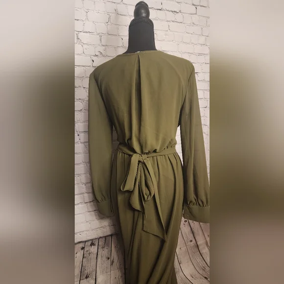 Baltic Born Lydia- Long Sleeve Maxi Dress Olive green - Picture 10 of 11